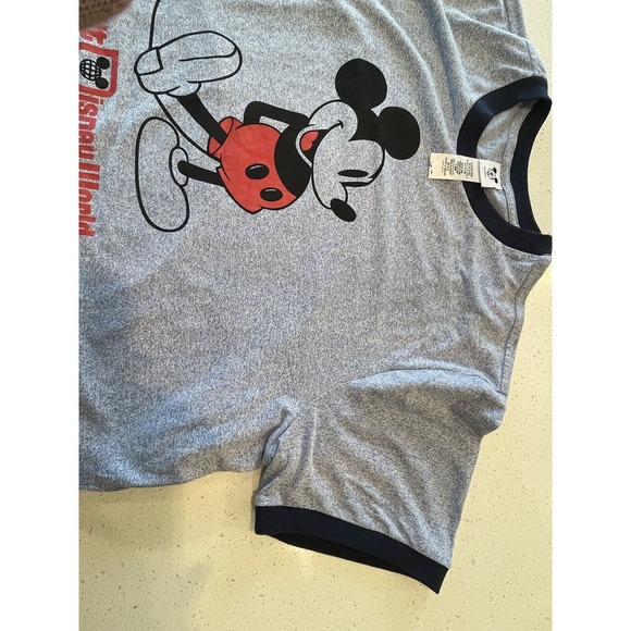 Disney World Mickey‎ Mouse Shirt Men XXL Heather Blue Navy Trim - Picture 5 of 10